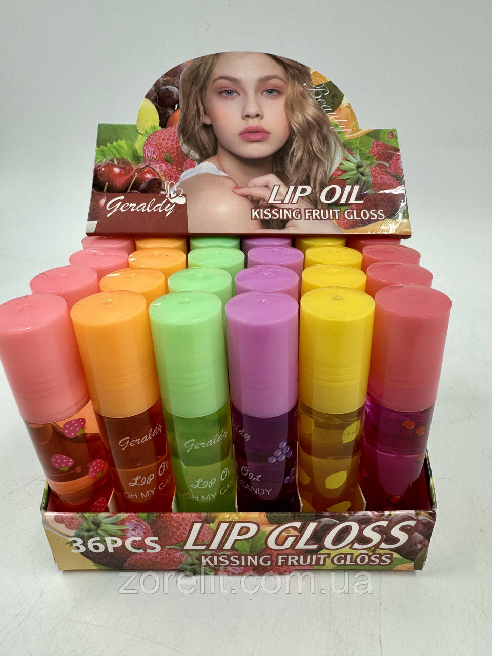 Блиск олія для губ Geraldy Lip Oil фруктовий, 36 шт/уп, фото 1