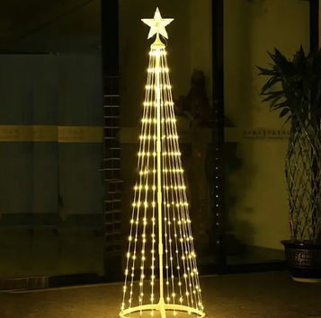 Новорічна конусна ялинка світлодіодна 250см LED гірлянда 480 лампочок Теплий білий, 8 режимів,