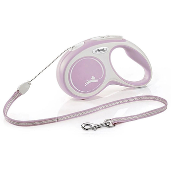 Рулетка для собак та котів FLEXI New Comfort Cord M, 5м, до 20кг, шнур, рожева