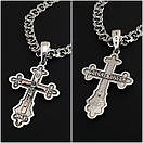 Комплект! Срібний хрестик із золотими пластинами і срібна цепочка чоловіча бісмарк. Срібна цепочка з хрестиком. 60 см, фото 6