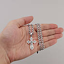 Комплект! Срібний хрестик із золотими пластинами і срібна цепочка чоловіча бісмарк. Срібна цепочка з хрестиком. 60 см, фото 3