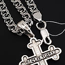 Комплект! Срібний хрестик із золотими пластинами і срібна цепочка чоловіча бісмарк. Срібна цепочка з хрестиком. 60 см, фото 10