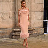 Обтисле вечірнє плаття з відкритими плечима без рукавів із комбінацією з екохутра (р. S-M) 10035889, фото 3