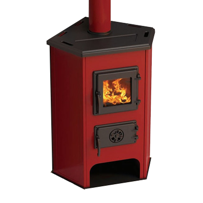 Піч MBS (МБС), Corner, червоний, 10 кВт, верхнє підключення димаря