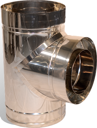 Трійник 87° на димохід Versia-Lux Ø 150/220 мм двостінний нерж/нерж 0,8 мм, фото 1