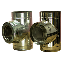 Трійник 87° на димохід Versia-Lux Ø 180/250 мм двостінний нерж/оц 1 мм, фото 2