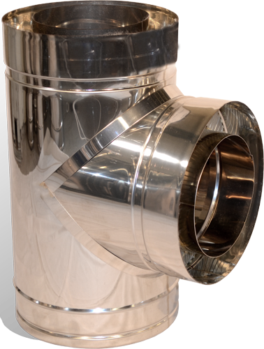 Трійник 87° на димохід Versia-Lux Ø 200/260 мм двостінний нерж/оц 0,8 мм