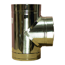 Трійник 87° на димохід Versia-Lux Ø 150/220 мм двостінний нерж/нерж 0,8 мм, фото 2