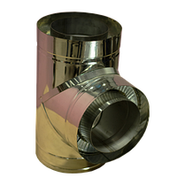 Трійник 87° на димохід Versia-Lux Ø 150/220 мм двостінний нерж/нерж 0,8 мм, фото 4