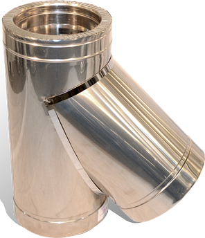 Трійник 45° Versia-Lux на димохід Ø 160/220 мм двостінний нерж/нерж 0,5 мм, фото 1