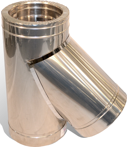 Трійник 45° на димохід Versia-Lux Ø 150/220 мм двостінний нерж/нерж 0,8 мм