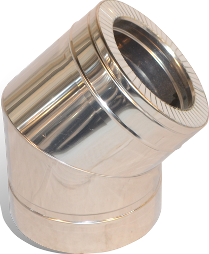 Коліно 45° На Димохід Versia-Lux 200/260 мм нерж/нерж 0,8 мм двостінне