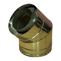 Коліно 45° На Димохід Versia-Lux 180/250 мм нерж/нерж 0,5 мм двостінне, фото 3