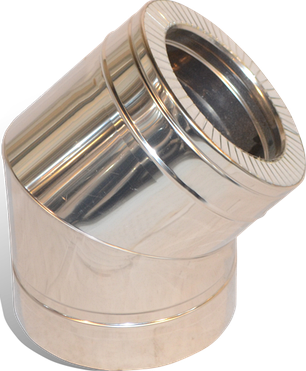 Коліно 45° На Димохід Versia-Lux 180/250 мм нерж/оц 1 мм двостінне, фото 1