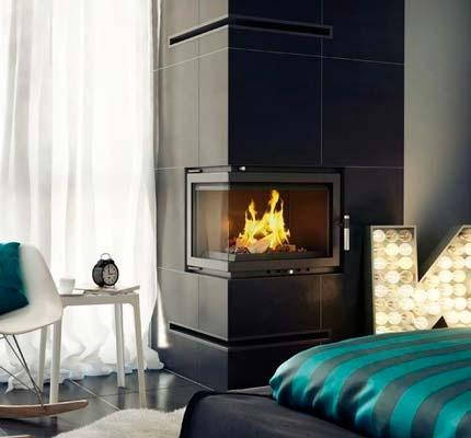 Камінна топка Kratki Oliwia PW/BL/22/BS/W 22 кВт, ліва з водяним контуром, фото 3