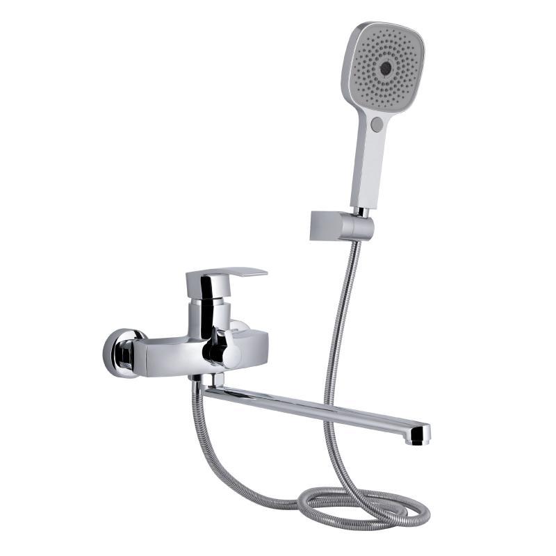 Змішувач для ванни Qtap Swan Eco з довгим поворотним виливом (з душовим гарнітуром) QTSWA2601CRM45533 Chrome, фото 1