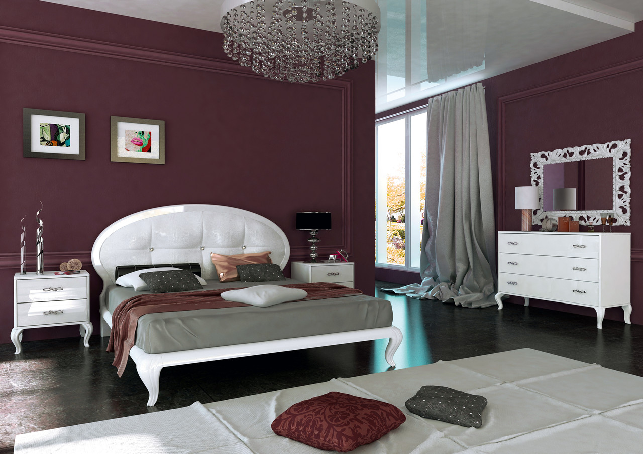 Набірна модульна спальня біла глянцева в класичному стилі неокласика з комодом Імперія Миро-Марк