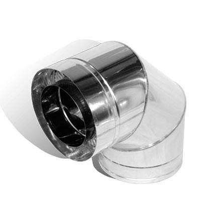 Коліно 90° На Димохід Versia-Lux 130/200 мм нерж/нерж 1 мм двостінне, фото 1
