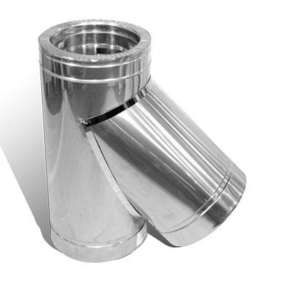 Трійник 45° на димохід Versia-Lux Ø 250/320 мм двостінний нерж/нерж 0,8 мм