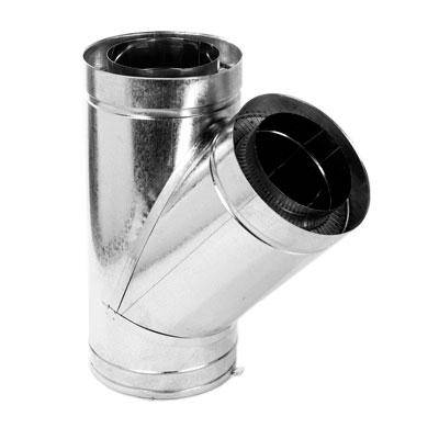 Трійник 45° на димохід Versia-Lux Ø 130/200 мм двостінний нерж/оц 0,8 мм, фото 1