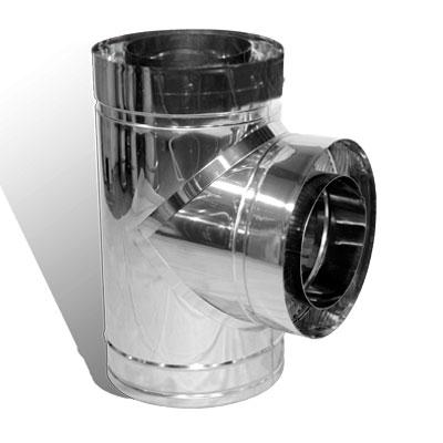 Трійник 87° Versia-Lux на димохід Ø 250/320 мм двостінний нерж/нерж 0,5 мм