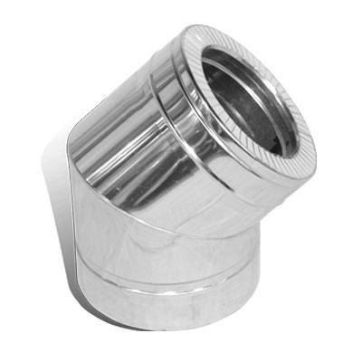 Коліно 45° На Димохід Versia-Lux 130/200 мм нерж/нерж 1 мм двостінне, фото 1