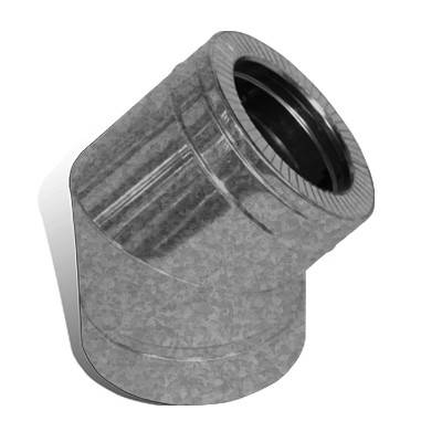 Коліно 45° На Димохід Versia-Lux 200/260 мм нерж/оц 0,5 мм двостінне, фото 1