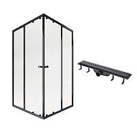 Комплект для душу Qtap: Душова кабіна Pisces BLA107-9SC5, квадрат, 75-90x75-90, скло 5 мм Clear + Лінійний