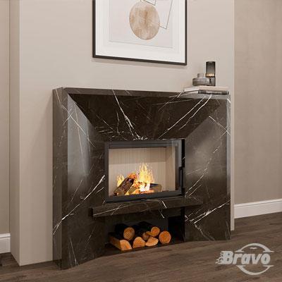 Обудова каміна з марм. Сіетл Nero Marquina пряма Браво