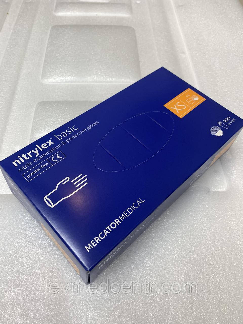 Рукавички медичні нітрилові Mercator Medical Nitrylex Basic розмір XS (100 шт/50 пар/уп)