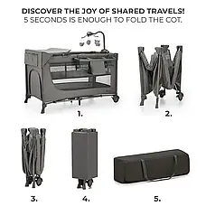 Ліжко-манеж с пеленатором Kinderkraft Joy 2 Dark Grey (KLJOY02DGR000AC), фото 3