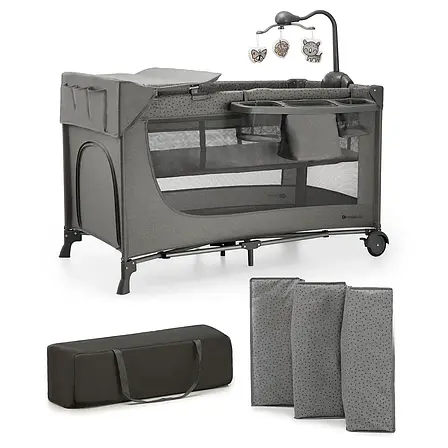Ліжко-манеж с пеленатором Kinderkraft Joy 2 Dark Grey (KLJOY02DGR000AC), фото 1