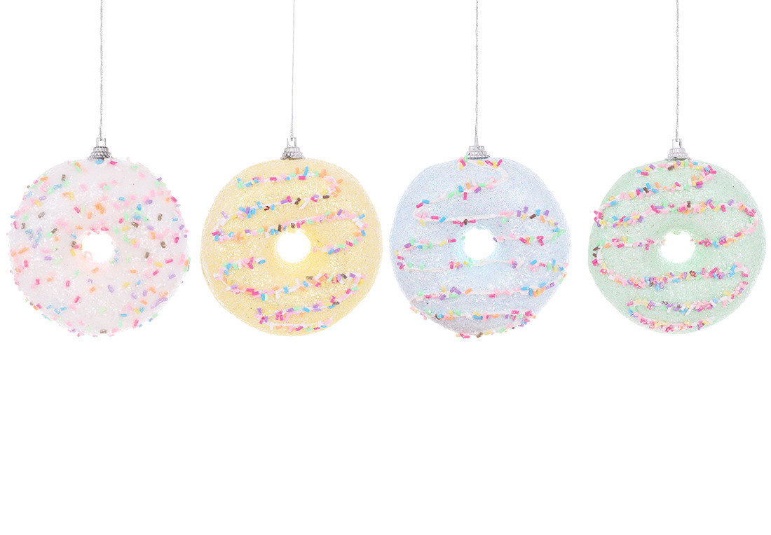 Прикраса пласт. "Донат" 10см прикрашений бісером та глітером,4 види №J88-055/Bonadi/(45)(180), фото 1