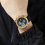 Годинник чоловічий кварцовий з подвійною індикацією Skmei 1975LGDBK Gold-Black Leather, фото 3