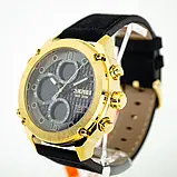 Годинник чоловічий кварцовий з подвійною індикацією Skmei 1975LGDBK Gold-Black Leather, фото 7