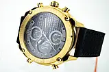 Годинник чоловічий кварцовий з подвійною індикацією Skmei 1975LGDBK Gold-Black Leather, фото 8