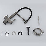 Змішувач для кухні під осмос GAPPO G4395-59 з гнучким виливом, збройова сталь, фото 8