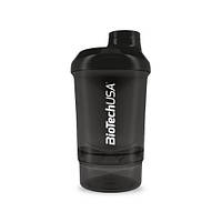 Шейкер із контейнером BioTech. Shaker Wave Mini + 2 in 1 (300 ml, Black)