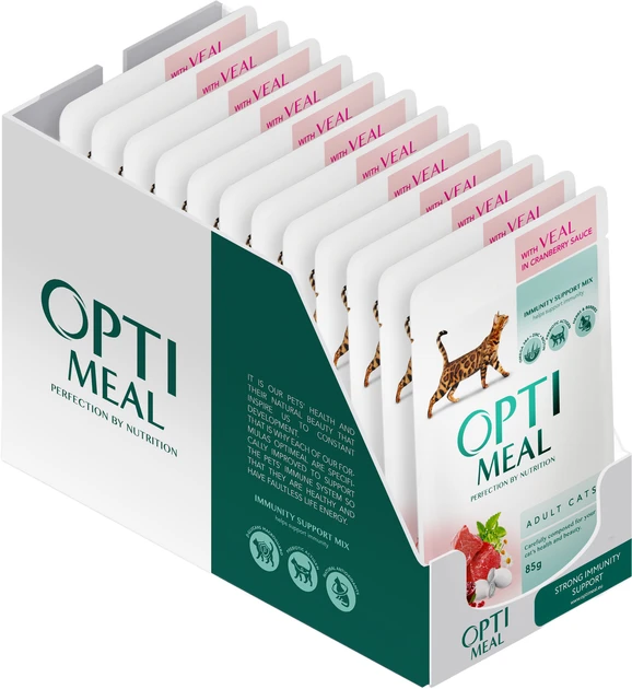 Optimeal паучи з телятиною в журавлинному соусі для кішок 85г*12шт