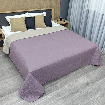 Покривало двостороннє Decorator Microfiber куб, бузковий з бежевим