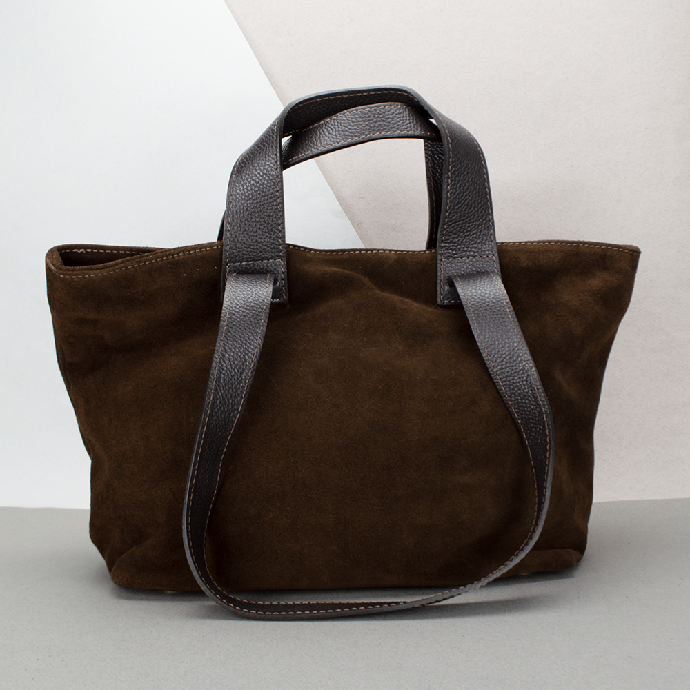 Сумка шопер жіноча замшева Virginia Conti 03791 велика шоколадна