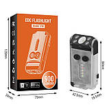 Ліхтар-брелок Boruit V30 повертається на 180° 900 Лм IP65 + Power Bank Прозорий, фото 8