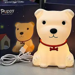 Акумуляторний дитячий силіконовий нічник "Цуценя, Песик Puppy" RGB Light Silicone Lamp кольоровий USB
