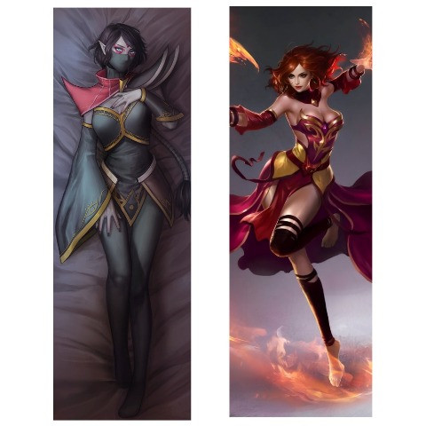 Дакимакура 150 х 50 см ﻿Дота Ліна DOTA 2 Lina Lanaya Templar Assassin  Подушка + наволочка двостороння, фото 1