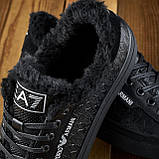 Чоловічі зимові кеди набивне хутро чорний стильний *Armani* real, фото 3