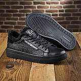 Чоловічі зимові кеди набивне хутро чорний стильний *Armani* real, фото 4