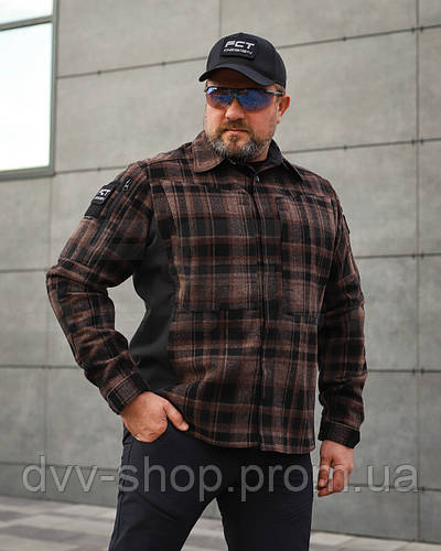Тактическая милитари Рубашка FCT утепленная в клетку Коричневая (ID ...