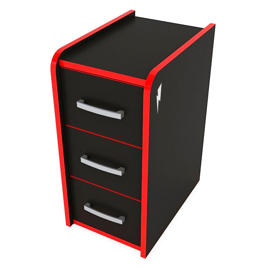 Мобільна тумба T-Box, Zeus-Game, чорний з червоною кромкою