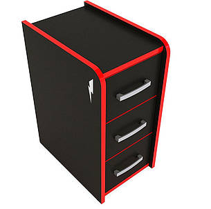 Мобільна тумба T-Box, Zeus-Game, чорний з червоною кромкою, фото 2