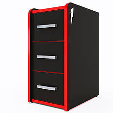 Мобільна тумба T-Box, Zeus-Game, чорний з червоною кромкою, фото 3